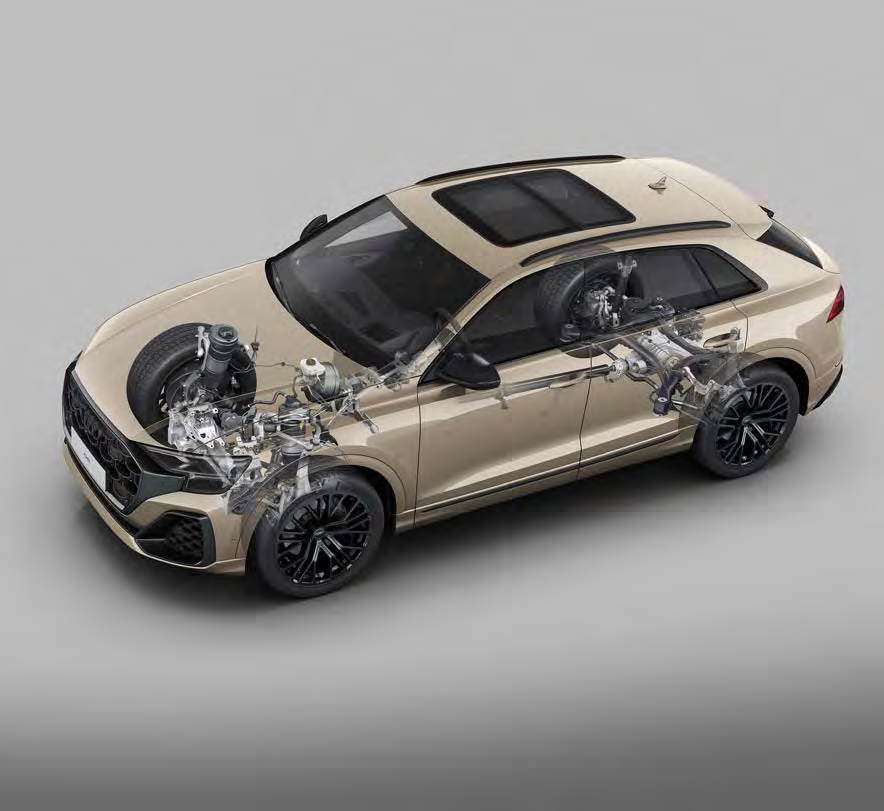 Audi Q8 — Adaptive suspension with electronically controlled dampers and Audi drive select.