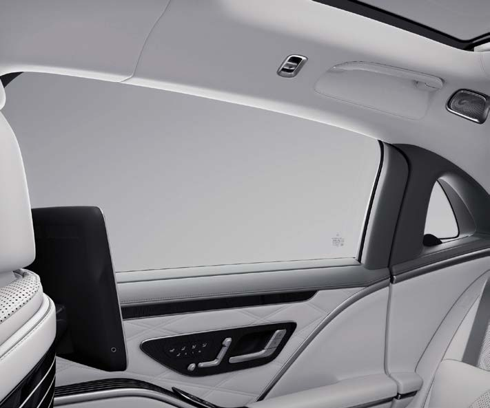 Mercedes-Benz Mercedes-Maybach S-Class — Rear cabin with quilted-leather door panels and electrically operated comfort rear doors.