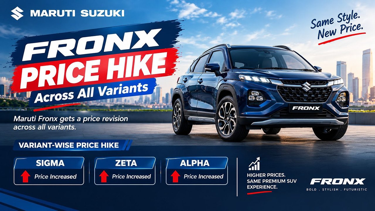 Maruti Fronx price hike: Sigma, Zeta, Alpha up ₹5,000; Delta spared