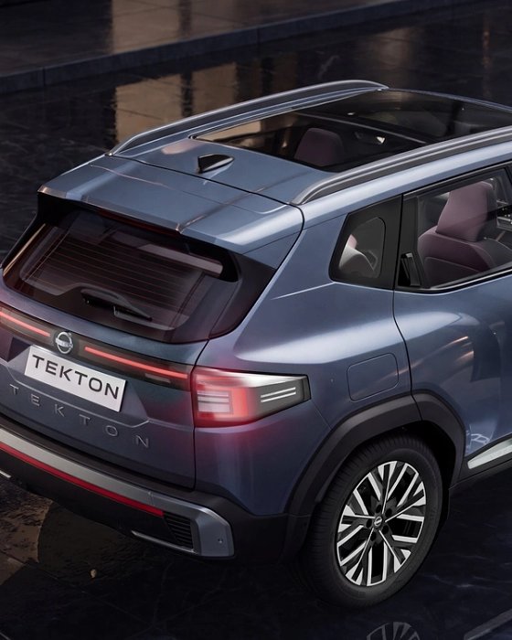 Nissan Tekton, Flush roof rails and the openable panoramic sunroof, seen from above