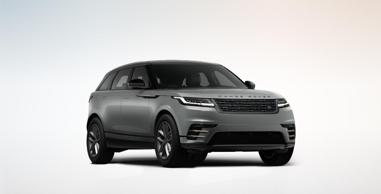 Land Rover Range Rover Velar — Front three-quarter design with Pixel LED headlights and signature daytime running lights.