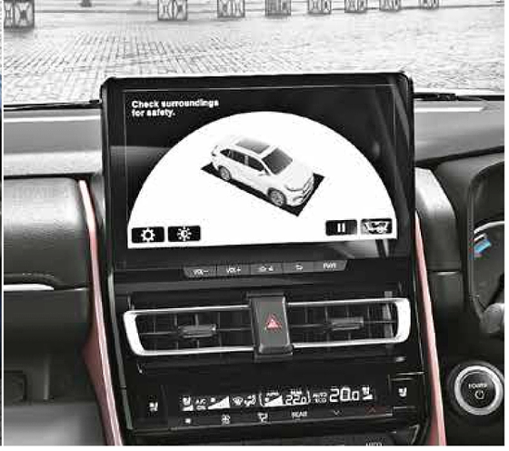 Maruti Suzuki Invicto, 360-view camera with dynamic guide lines shown on the central touchscreen for parking.