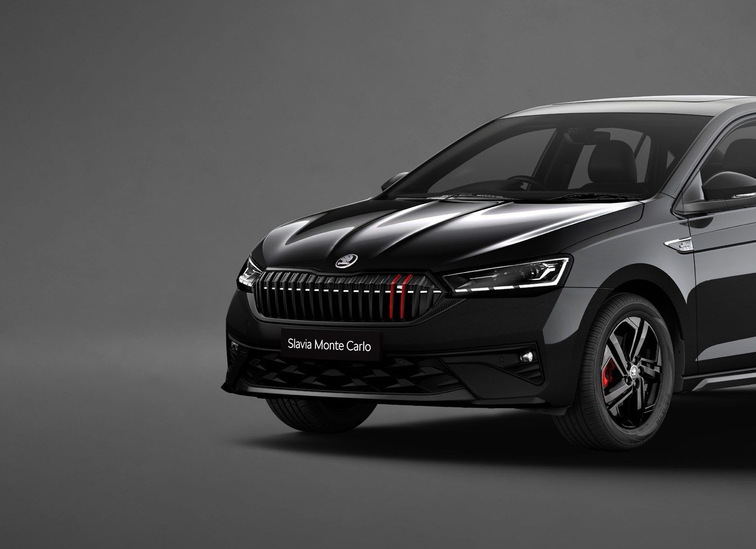 Skoda Slavia, Monte Carlo: sporty red stripes and the Monte Carlo badge