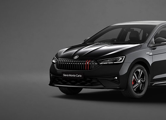 Skoda Slavia, Monte Carlo: sporty red stripes and the Monte Carlo badge