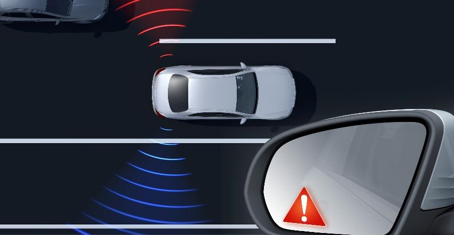 Mercedes-Benz Mercedes-AMG GT 63 S E Performance — Blind Spot Assist warns of vehicles in the adjacent lane via the door mirror.