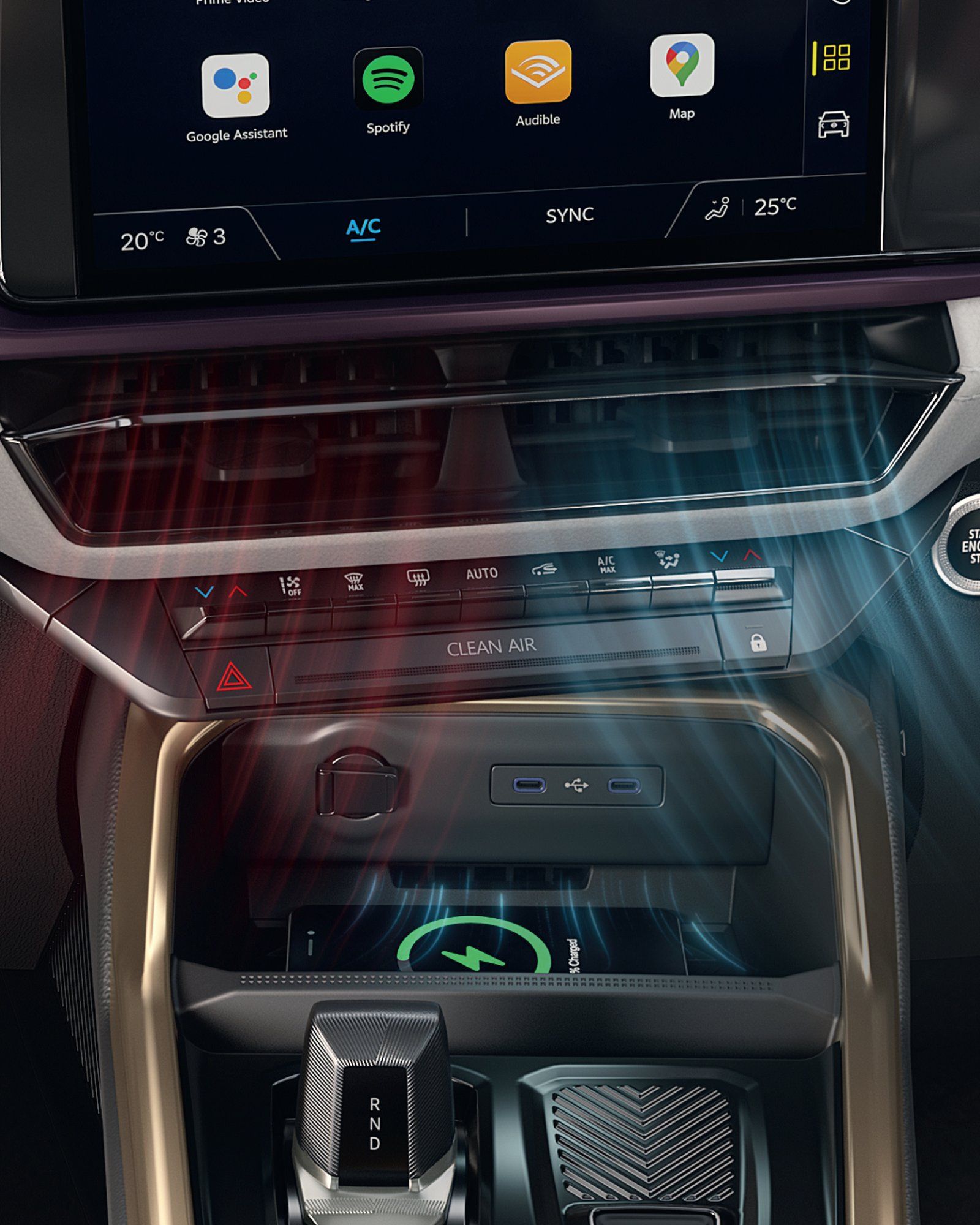 Nissan Tekton — Dual-zone automatic climate control with Clean Air PM2.5 filtration