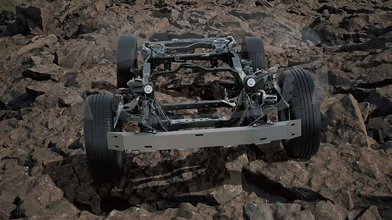 Toyota Land Cruiser, GA-F ladder-frame chassis over rocky terrain