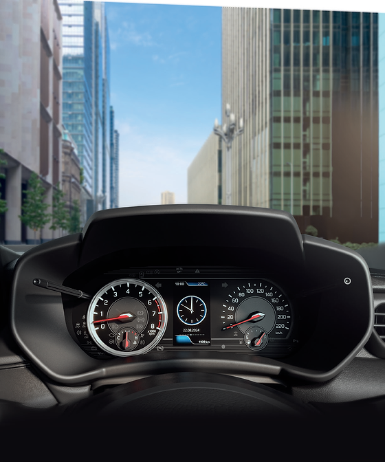 Maruti Suzuki Swift, Analogue tachometer and speedometer flanking a colour multi-information display
