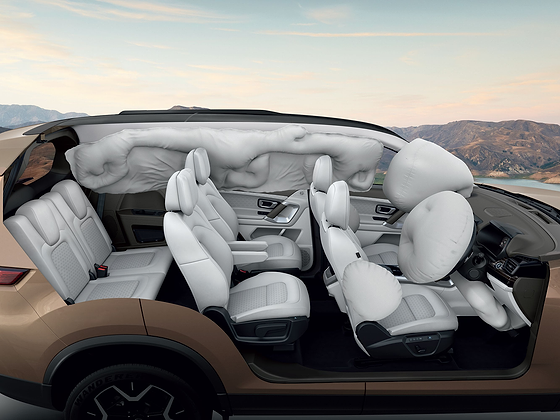 Tata Safari, 7 airbags including driver knee airbag, with side and curtain airbags