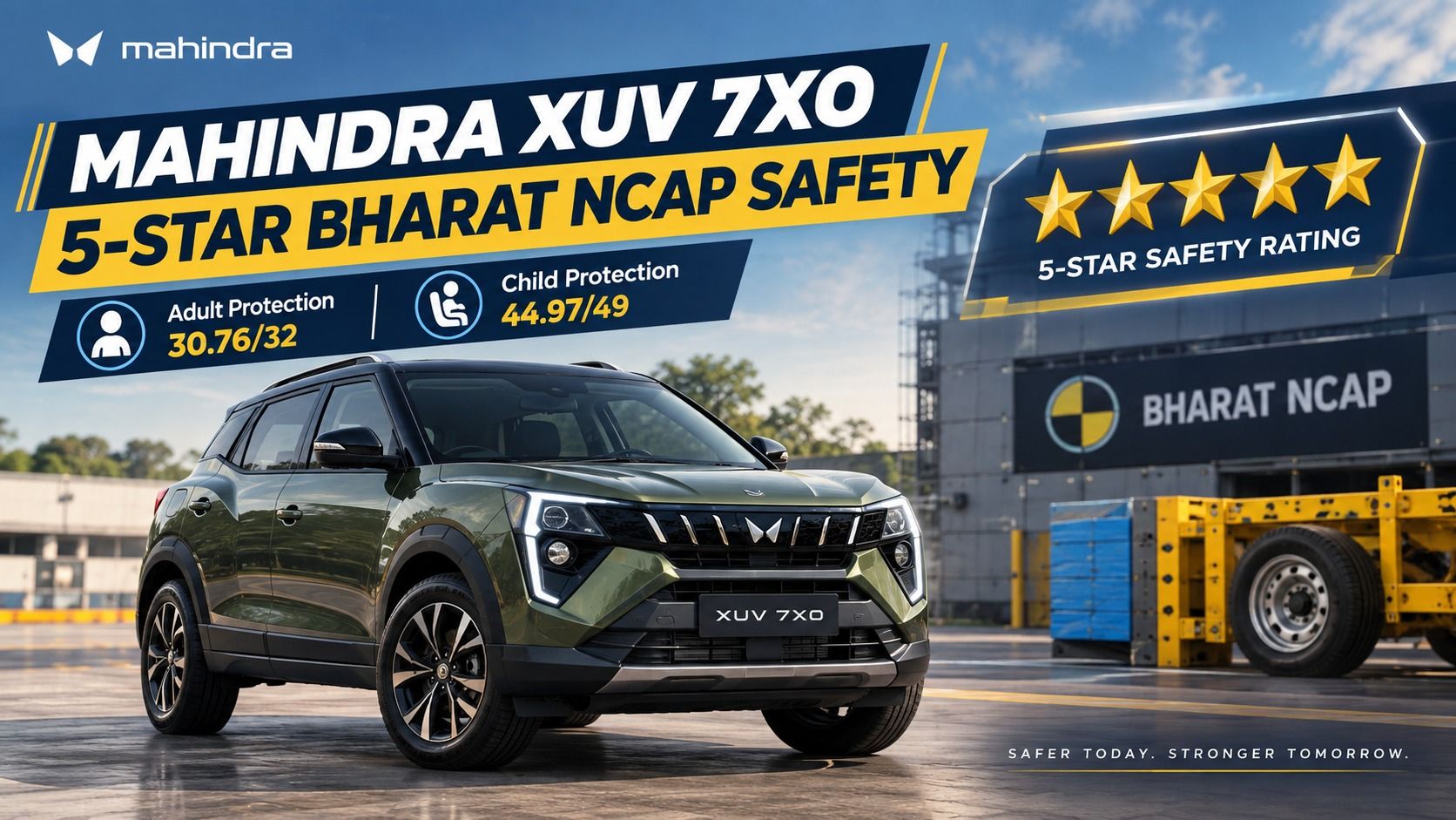 Mahindra XUV 7XO scores 5 stars in Bharat NCAP