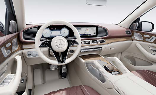 Mercedes-Benz Mercedes-Maybach GLS, Chrome-package cockpit with silver-chrome accents and open-pore wood trim