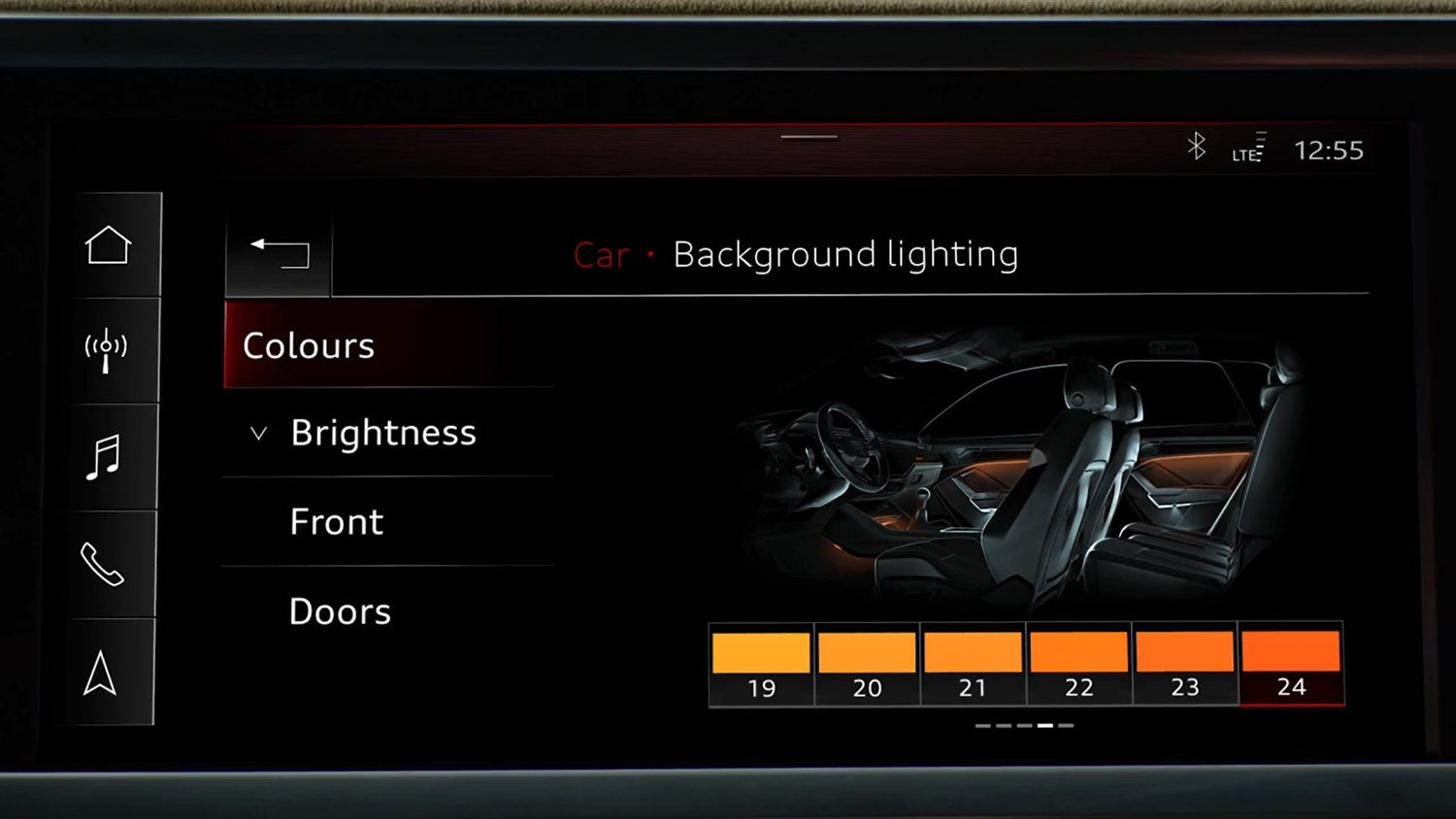 Audi Q3 Sportback — Configurable ambient interior lighting via MMI