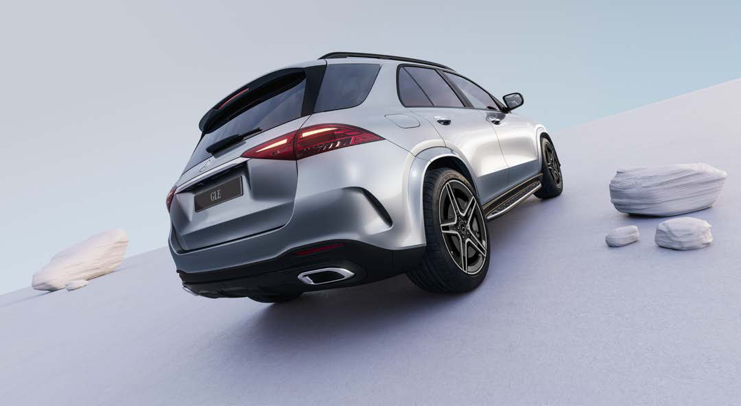 Mercedes-Benz GLE — Rear three-quarter view of the GLE LWB with AMG Line styling.