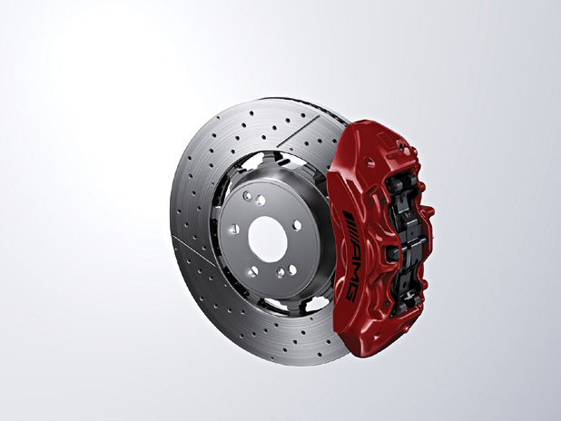 Mercedes-Benz Mercedes-AMG S 63 E Performance — AMG high-performance braking system with cross-drilled discs and red-painted callipers