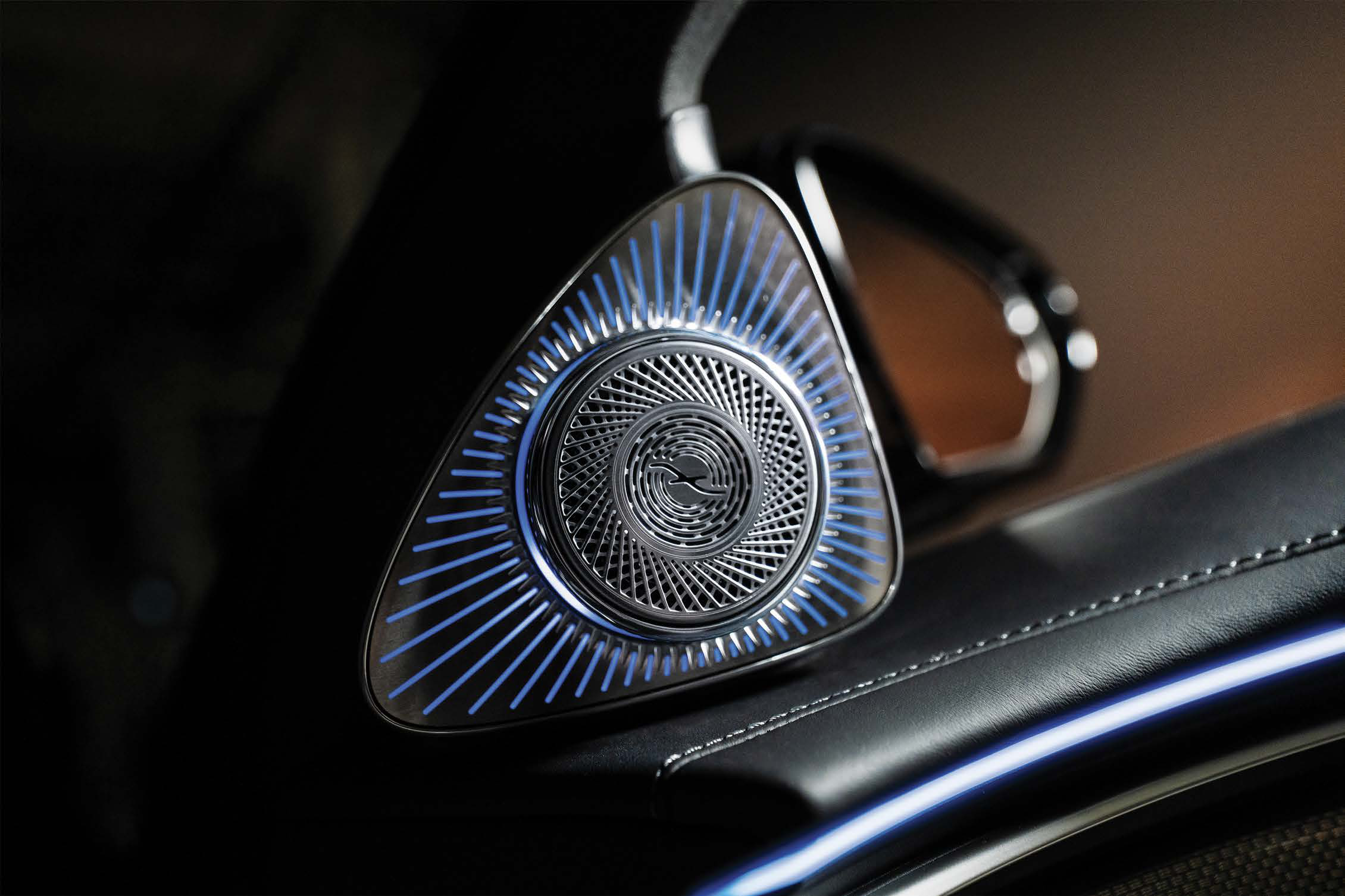 Mercedes-Benz S-Class — Burmester high-end surround-sound tweeter with illuminated ring on the door