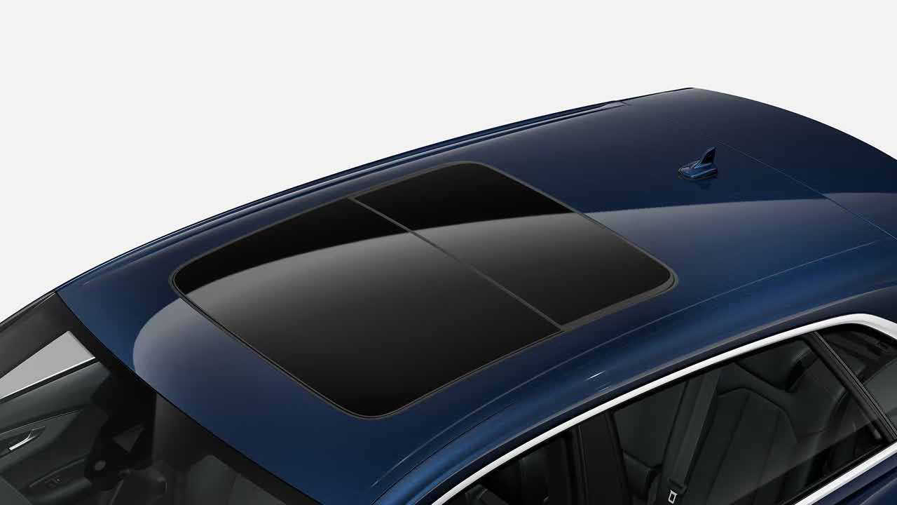 Audi SQ8 — Large panoramic glass sunroof spanning the roof.