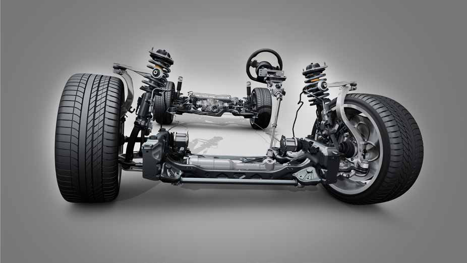 Audi S5 Sportback — quattro all-wheel-drive layout with sport suspension shown as a cutaway