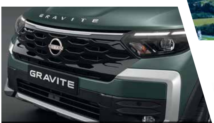 Nissan Gravite — Piano Black 2D grille with a hexagonal mesh pattern and chrome upper brow