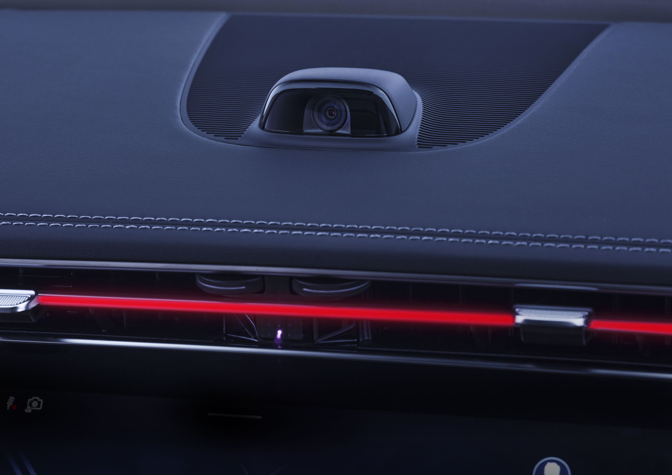 Mercedes-Benz E-Class — Integrated selfie and video-conferencing camera on the dashboard