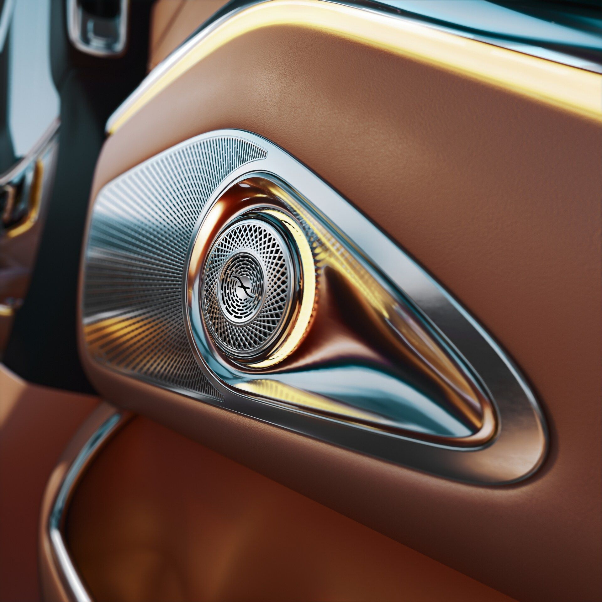 Mercedes-Benz Mercedes-Maybach S-Class, Burmester High-End 4D Surround Sound: one of the 31 speakers, with its illuminated ring, set into the door panel.