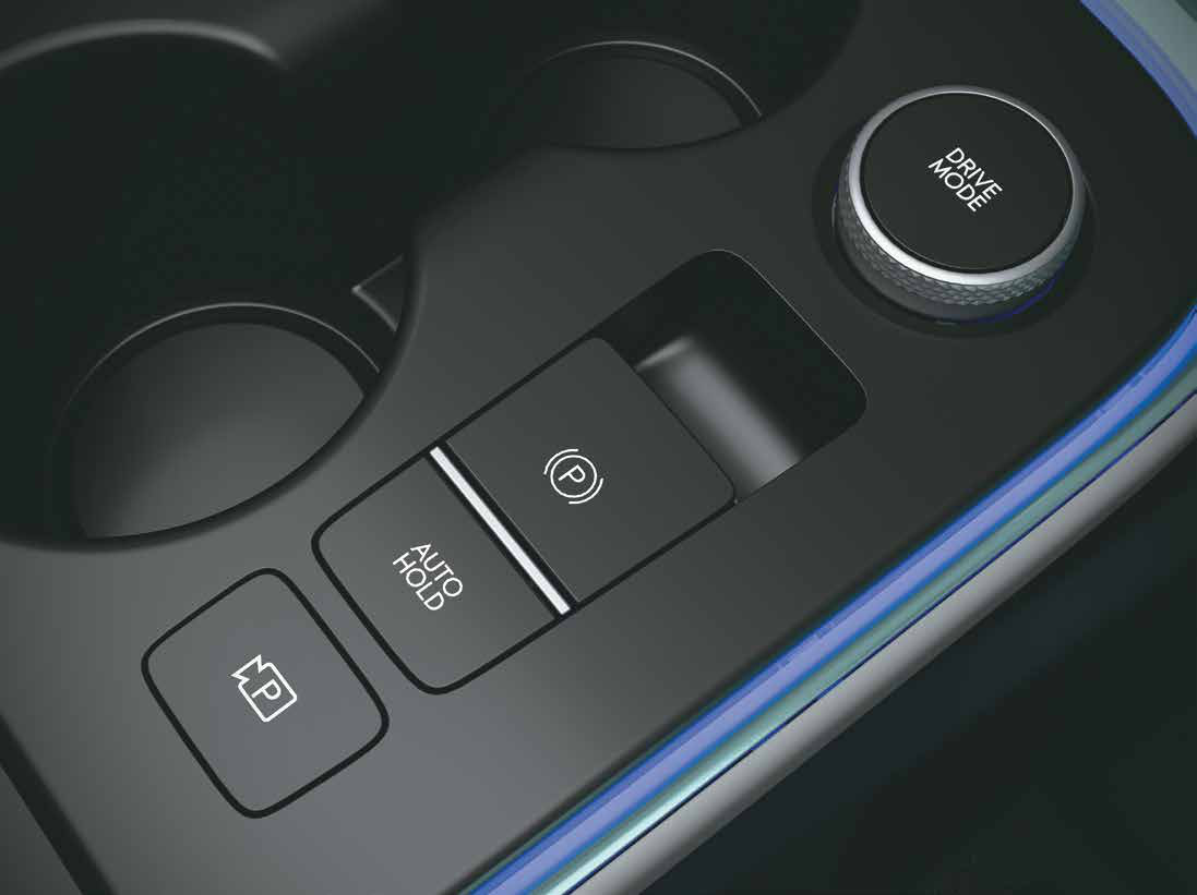 Hyundai Creta Electric — Drive mode select (Normal / Eco / Sport) with electric parking brake and auto hold