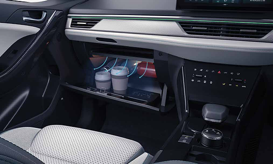 Tata Curvv EV, Cooled and illuminated glove box keeps drinks chilled on the go