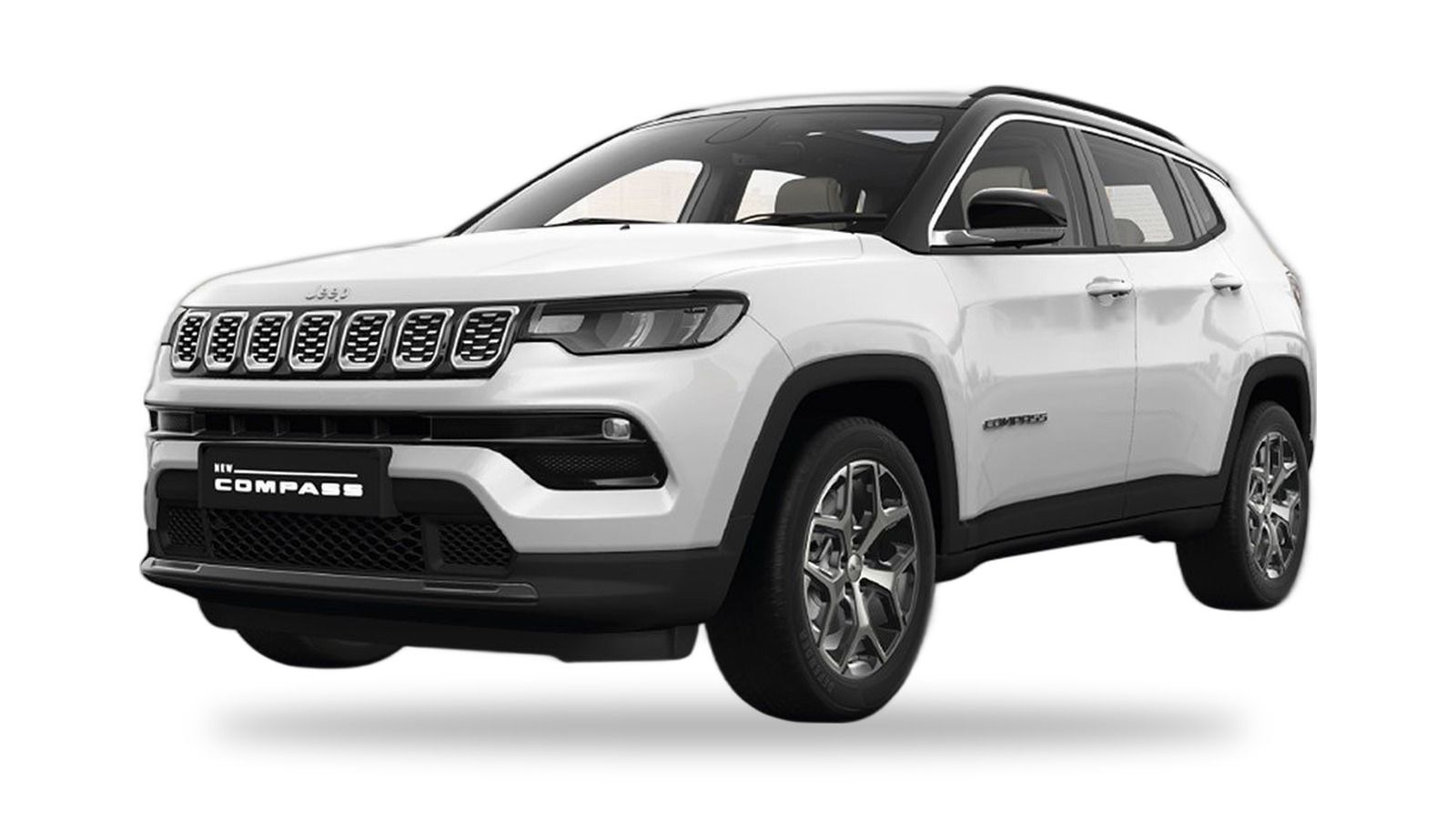 Jeep Compass — Bold front fascia with the signature seven-slot grille, LED headlamps and LED daytime-running lights.