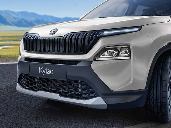 Skoda Kylaq, New shiny black front grille with 3D ribs