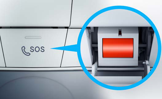 Mercedes-Benz EQE SUV — SOS emergency call button in the overhead console