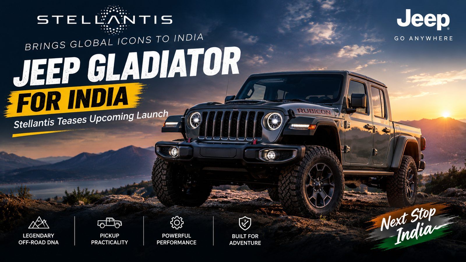 Jeep Gladiator for India: Stellantis teases a ₹75-lakh pickup to revive the brand