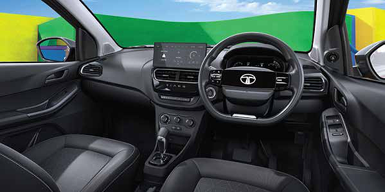 Tata Tiago NRG, Charcoal black themed interiors on the Tiago NRG