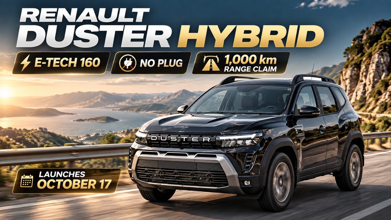Renault Duster Hybrid Launches October 17: E-Tech 160, No Plug, 1,000 km Range Claim