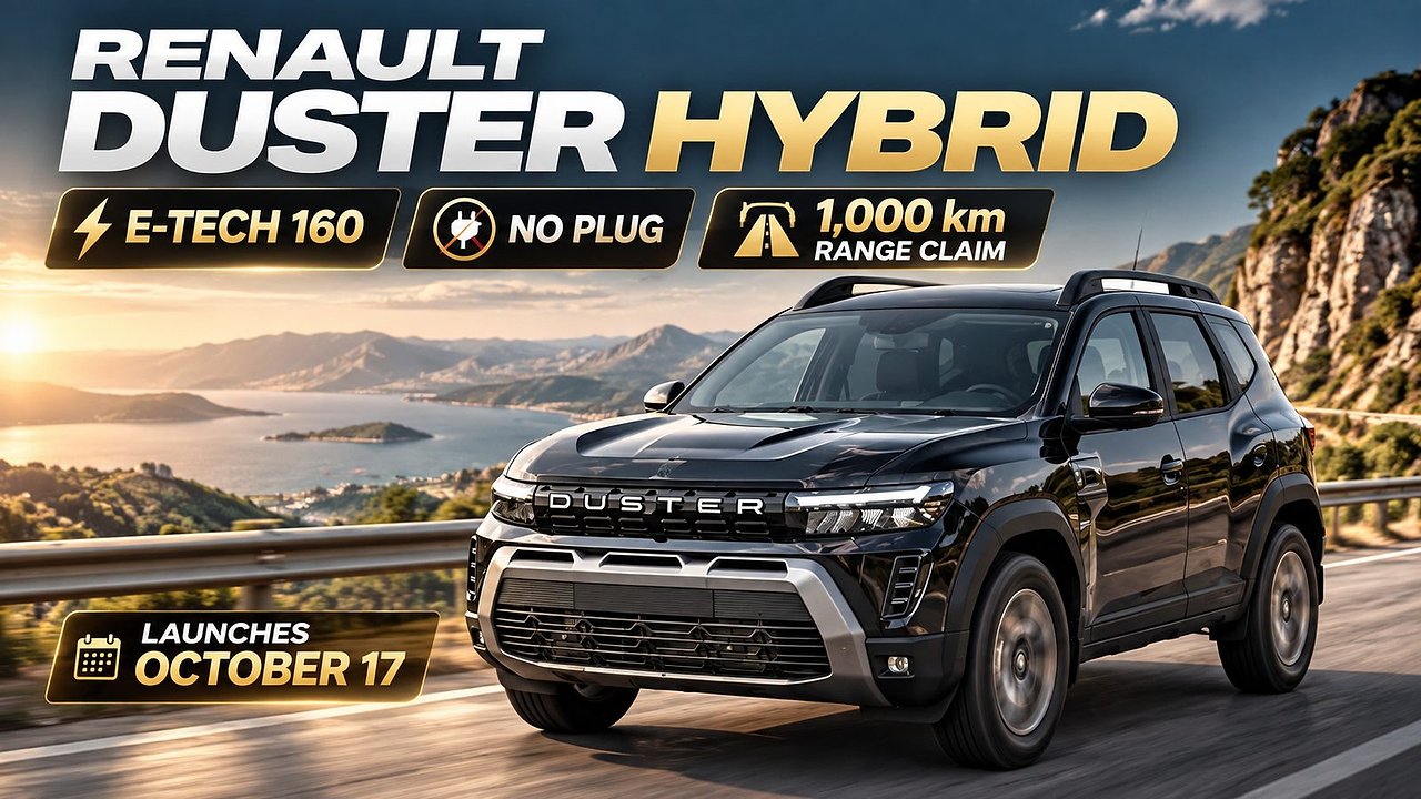 Renault Duster Hybrid Launches October 17: E-Tech 160, No Plug, 1,000 km Range Claim