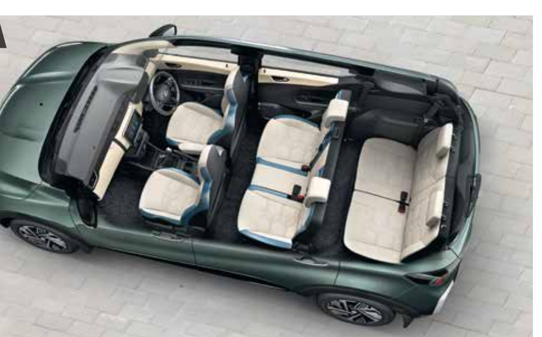 Nissan Gravite — Overhead view of the 7-seat cabin layout in Unity Mode
