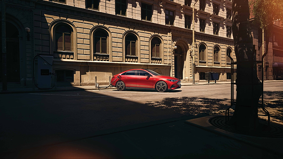 Mercedes-Benz CLA Electric, CLA Electric charging at a Mercedes-Benz DC fast-charging station.