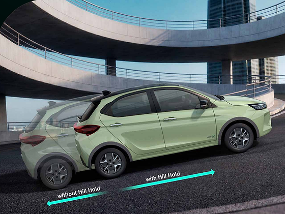Tata Tiago EV, Hill hold control prevents rollback during uphill starts (illustration)