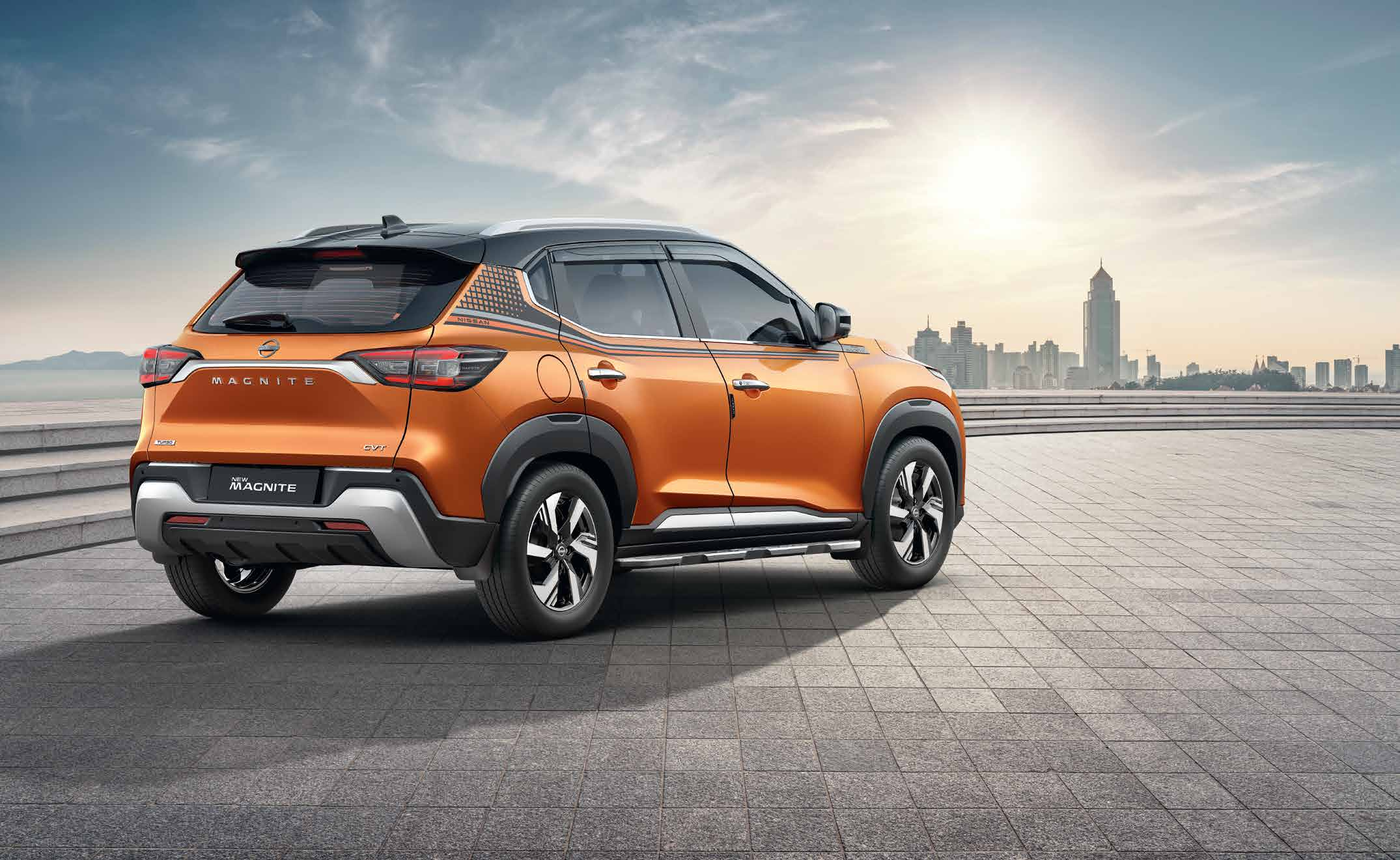 Nissan Magnite — Accessorised Magnite with body-side steps and decal graphics.