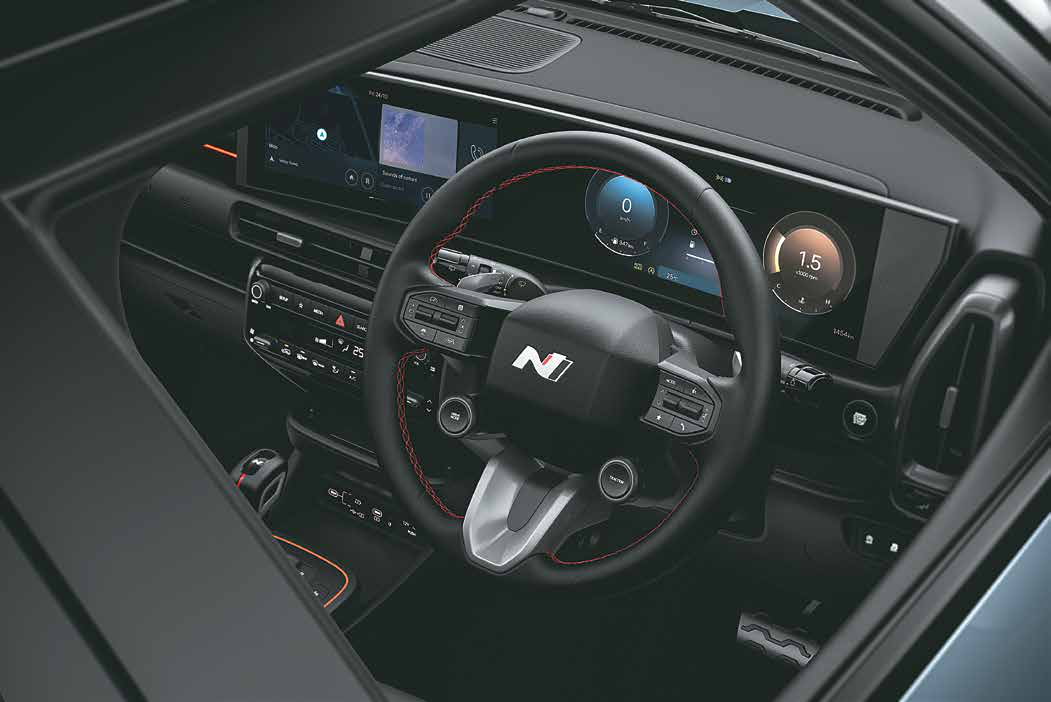 Hyundai Venue N Line — Dual 31.24 cm (12.3-inch) curved panoramic displays with N Line exclusive steering wheel