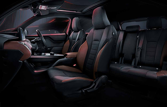 Toyota Urban Cruiser Ebella, Dual-tone cabin with black and tan upholstery and flat-folding rear seats