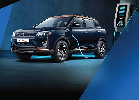 Mahindra XUV400, Home AC wallbox charging with CCS2 charging port and ambient underbody glow