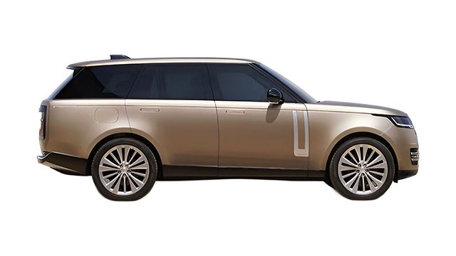 Tan luxury SUV with dark tinted windows and silver alloy wheels, profile view.