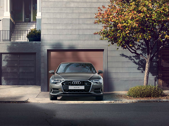Audi A6, Wide singleframe grille flanked by LED headlights on the Audi A6 front