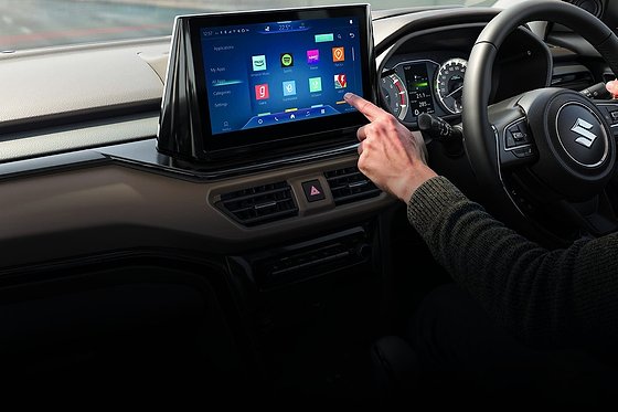 Maruti Suzuki Brezza, 25.65 cm (10.1-inch) SmartPlay Pro X touchscreen with wireless Android Auto and Apple CarPlay.
