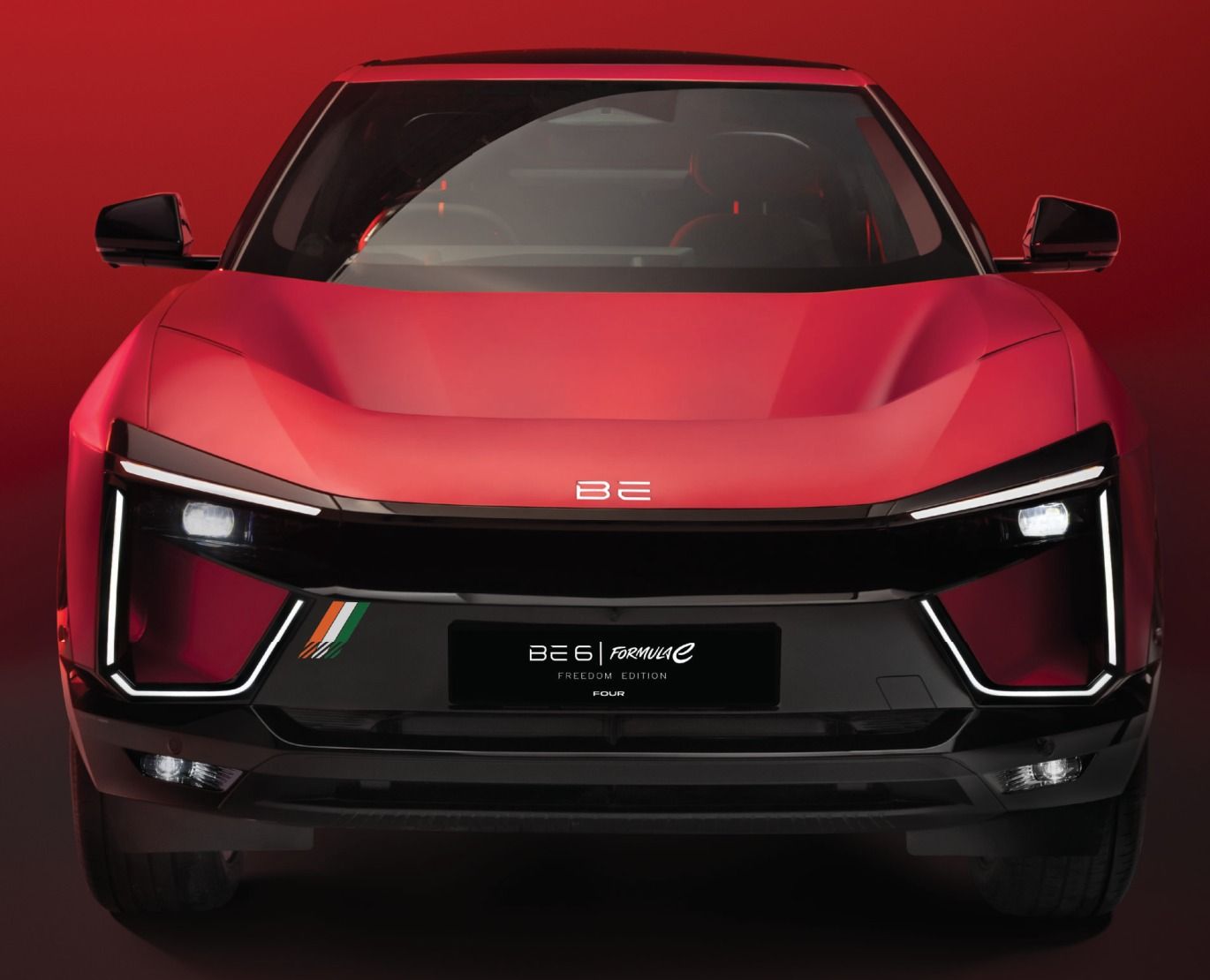 Mahindra BE 6 — BE 6 SportEQ Formula E Freedom Edition — satin paint with tricolour accents and halo instrument panel