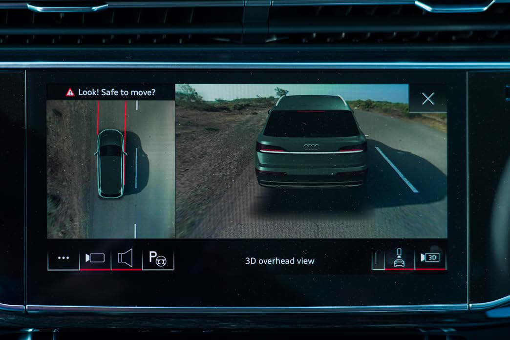 Audi Q7 — 360-degree surround-view camera with a 3D overhead view on the central display