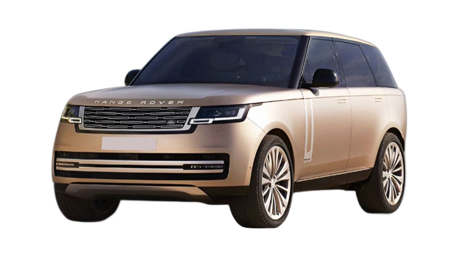 Beige Range Rover SUV photographed from the side against a white background.