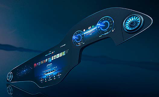 Mercedes-Benz EQS, MBUX Hyperscreen: a 56-inch curved span of three high-tech displays