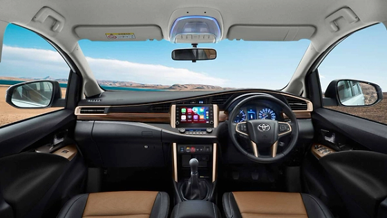 Toyota Innova Crysta, Dashboard with floating touchscreen infotainment and wood-finish trim