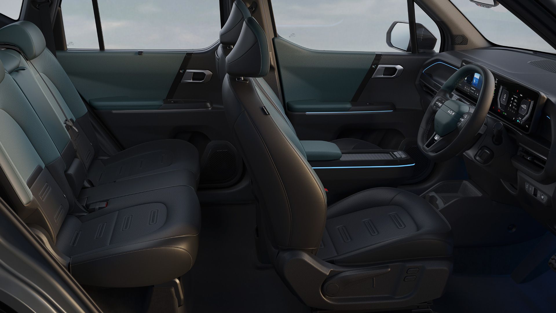 Kia Syros EV — Spacious cabin with 64-colour ambient lighting and premium seating