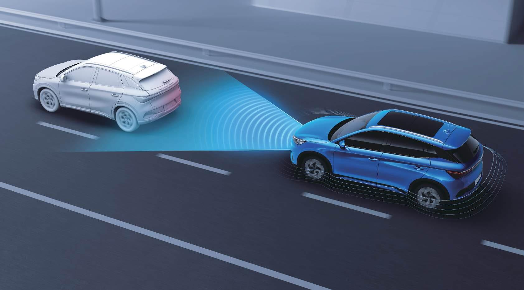 BYD Atto 3 — Forward-collision sensing with automatic emergency braking and adaptive cruise control